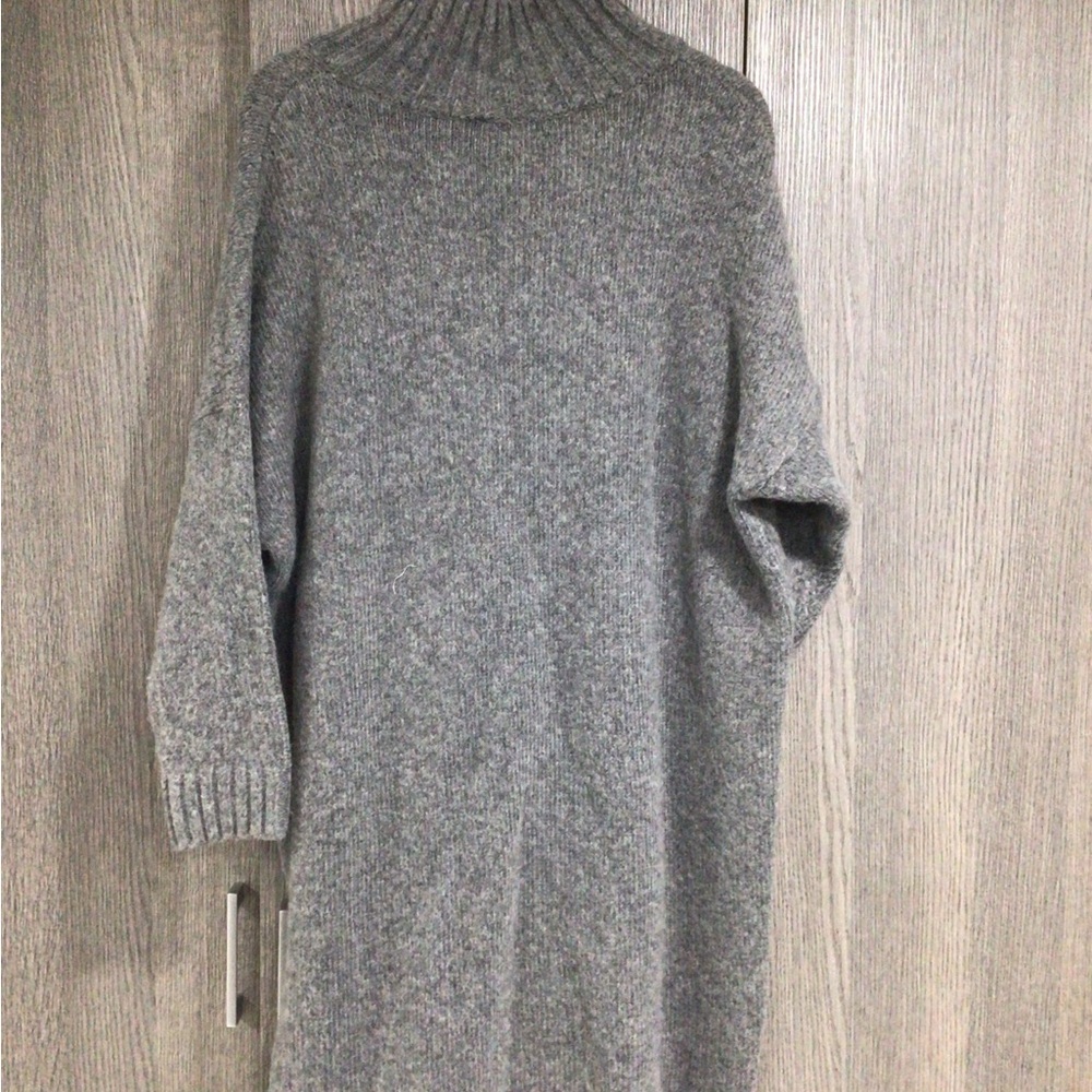 French Connection Grey Ribbed Cable Mock-Neck Dress - Picture 3 of 4